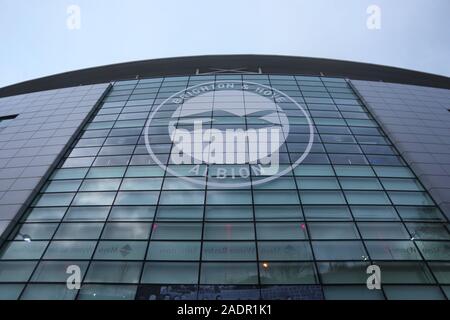 Brighton e Hove Albion Football Ground a Flamer, Brighton, East Sussex, Regno Unito. Foto Stock