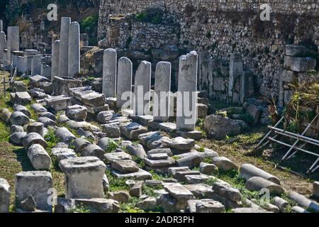 Agorà romana: colonne antiche rimane. Atene, Grecia Foto Stock