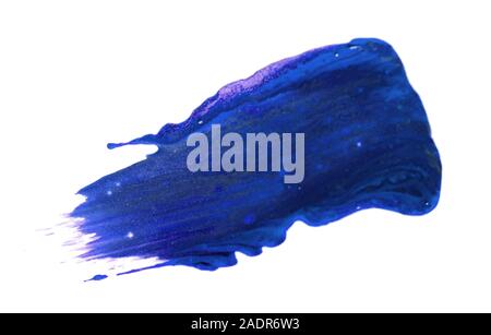 Blue grunge di pennellate di vernice olio isolati su sfondo bianco Foto Stock