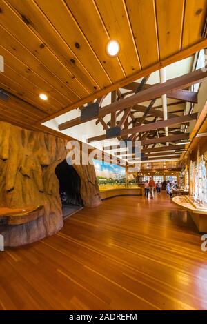 Giant Forest Museum espone circa gli incendi e di ecologia forestale nel Parco Nazionale di Sequoia, California, Stati Uniti d'America [Nessun modello di rilascio; disponibile per editoriale licen Foto Stock