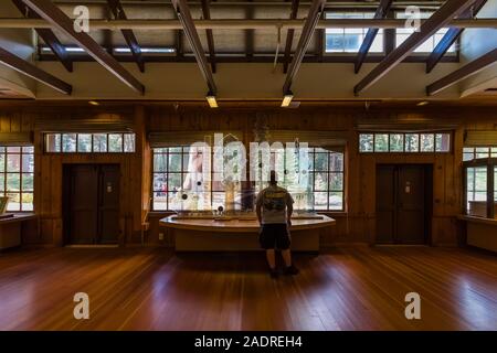 Giant Forest Museum espone circa gli incendi e di ecologia forestale nel Parco Nazionale di Sequoia, California, Stati Uniti d'America [Nessun modello di rilascio; disponibile per editoriale licen Foto Stock