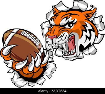 Tiger giocatore di football americano mascotte sportive Illustrazione Vettoriale