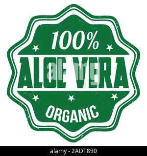 100% aloe vera grunge timbro di gomma su bianco, illustrazione vettoriale Illustrazione Vettoriale