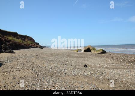 Erosione costiera, east yorkshire coast Foto Stock