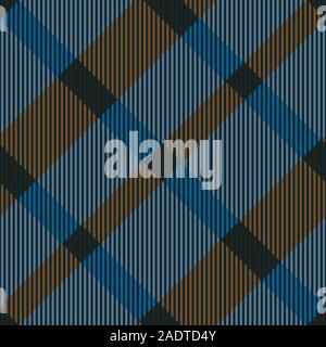 Diagonal plaid seamless pattern vettoriali in blu e marrone Illustrazione Vettoriale