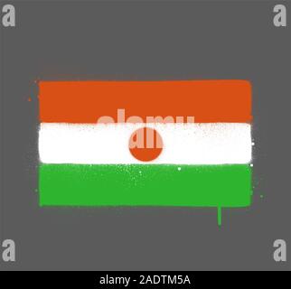 Graffti Niger bandiera spruzzato su grigio Illustrazione Vettoriale