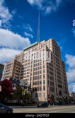 Wayne State University, Woodward Avenue, Detroit la strada principale di Detroit, Michigan, Stati Uniti d'America Foto Stock