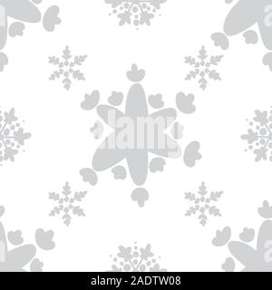 Grigio argento o luce monocromatica perfetta modelli di fiocchi di neve. Doodle carino design. Ideale per stampare, imballo, pagine web di vestiti. Anno nuovo e di Natale Illustrazione Vettoriale