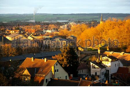 Un bellissimo tramonto in inverno in tutta la città di Coburg in Baviera; Germania, Foto Stock