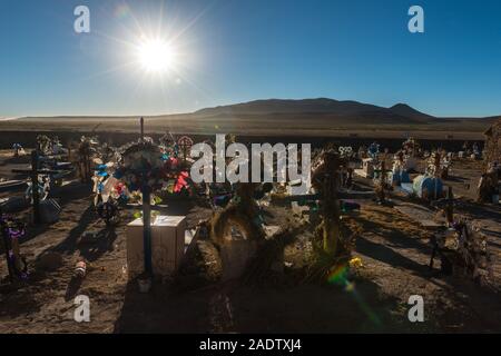 Il cimitero di San Juan del Rosario, Altiplano meridionale, Salar de Uyuni, Dipartimento Potosi, Southwest Bolivia, America Latina Foto Stock