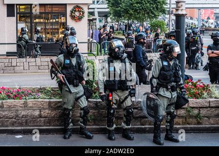 HongKong - Dicembre 01, 2019: Polizia sulla dimostrazione durante le proteste del 2019, una serie di manifestazioni a Hongkong Foto Stock