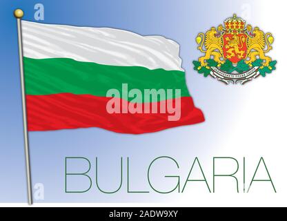 La Bulgaria ufficiale di bandiera nazionale e stemma, Unione europea, illustrazione vettoriale Illustrazione Vettoriale