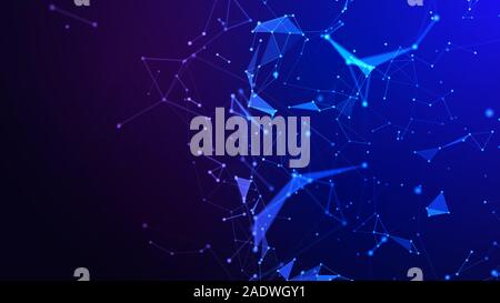 Abstract blu del plesso forme geometriche. Rete di connessione del concetto. Digital, la comunicazione e la tecnologia dello sfondo. 3d'illustrazione. Foto Stock