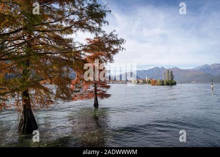 Isola Pescatori ('Isola di pescatori) come visto da Isola Bella sul Lago Maggiore, Verbano-Cusio-Ossola Provincia, Regione Piemonte, Italia Foto Stock