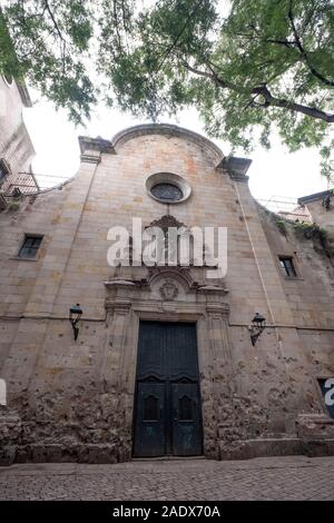 Chiesa di Sant Felip Neri nella Plaça de Sant Felip Neri, Quartiere Gotico di Barcellona, Spagna, Europa Foto Stock