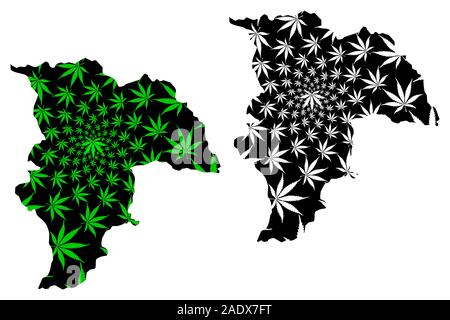 Provincia Balkh (Repubblica Islamica dell'Afghanistan, province afghane) mappa è progettato Cannabis leaf verde e nero, Balkh mappa fatta di marijuana Illustrazione Vettoriale