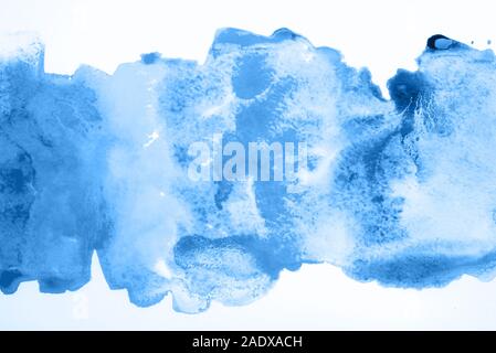 Acquerelli astratti sfondo con macchie di colore blu. Foto Stock
