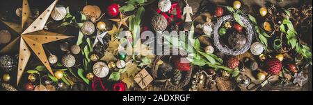 Natale, Capodanno layout sfondo e sfondo, ampia composizione Foto Stock