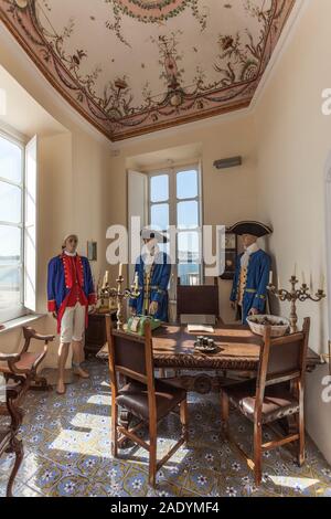 Casina Vanvitelliana, Royal hunting lodge,1764 da Luigi Vanvitelli, Interni, il lago Fusaro, Bacoli, Pozzuoli, Napoli, Campania, Italia, UE Foto Stock
