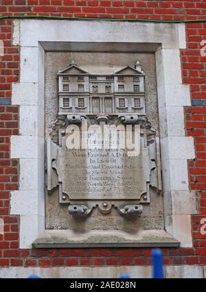 Christ Church AD1873, Middlesex School, Plaque, 47a Brick Lane, Shoreditch, East End, Londra, Inghilterra, Regno Unito, E1 Foto Stock