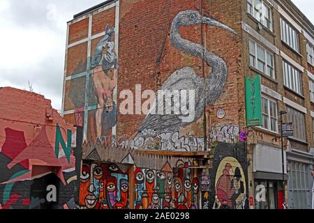 Stork, Hanbury Street, Brick Lane, arte e graffiti, Shoreditch, Tower Hamlets, East End, Londra, Sud Est, Inghilterra, Regno Unito, E1 6QL Foto Stock