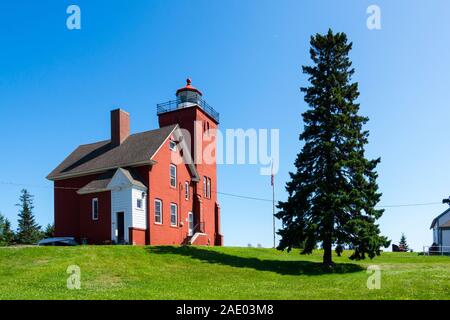 I due porti Stazione di luce è il più antico faro del funzionamento in stato americano del Minnesota. Affacciato sul lago Superiore della baia di agata, alla luce Statio Foto Stock