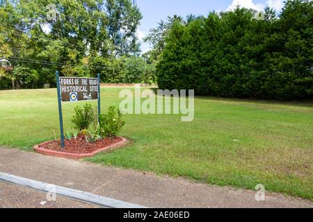 Le forche di strada sito storico Natchez situato all'estremità meridionale della Natchez Trace è la più antica città sul fiume Mississippi Foto Stock