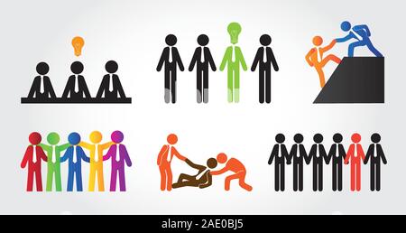 Bundle di silhouette la gente di affari di carattere avatar Illustrazione Vettoriale