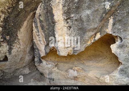 Azerbaigian, antiche incisioni rupestri incisioni rupestri in Gobustan Parco Nazionale vicino a Baku Foto Stock