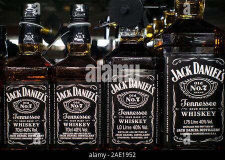 Tyumen, Russia-November 05, 2019: Jack Daniel's, un marchio di vendita migliori whiskey americano nel mondo Foto Stock