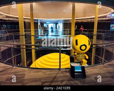 Il grattacielo Taipei 101 edificio, su 89F indoor observatory deck offre una spettacolare vista della città in tutte le direzioni. Un punto di riferimento supertall skyscrape Foto Stock