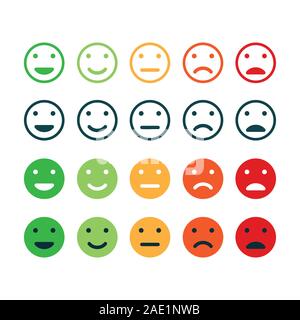 Set di icone di feedback. La soddisfazione di rating. Illustrazione Vettoriale