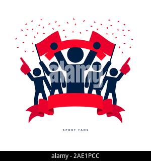 Stick figure di sportivi appassionati di team. Illustrazione Vettoriale