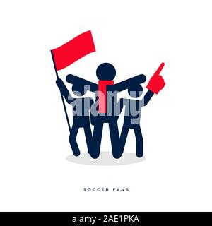 Stick figure di sportivi appassionati di team. Illustrazione Vettoriale