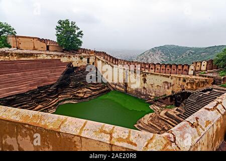 Nahargarh Fort stepwell, Jaipur, Rajasthan, India, Asia Foto Stock