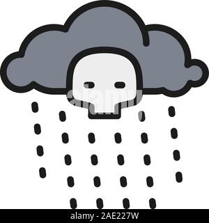 Pioggia radioattiva piatta linea colore icona. Isolato su sfondo bianco Illustrazione Vettoriale