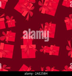 Confezione regalo seamless pattern. Le caselle del vettore con doni e stelle sfondo per il design di texture. Regalo di compleanno nel modello della carta da imballaggio illustrazione Illustrazione Vettoriale