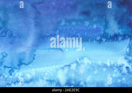 Bella blu acquerello texture con sfumature chiare e scure Foto Stock