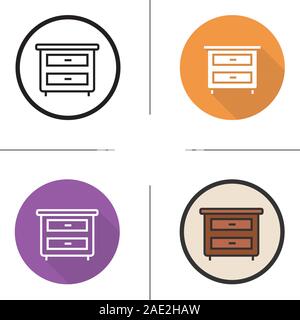 Comodino icona. Design piatto, lineare e stili colore. Comodino. Isolato illustrazioni vettoriali Illustrazione Vettoriale