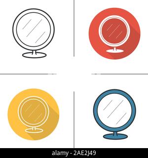 Specchio per rasatura icona. Design piatto, lineare e stili colore. Bagno portatile specchio rotondo. Isolato illustrazioni vettoriali Illustrazione Vettoriale