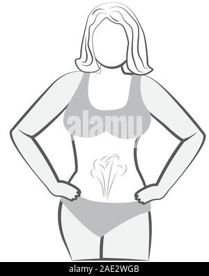 Il gonfiore e il gas in eccesso nello stomaco o l'intestino illustrazione vettoriale Illustrazione Vettoriale