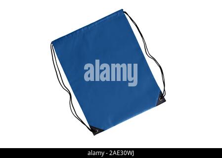 A CORDONCINO blu pack modello, mockup del sacchetto per scarpe sportive isolato su bianco. Foto Stock
