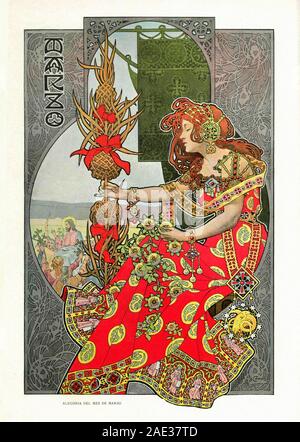 Rappresentazione allegorica delle stagioni in stile Art Nouveau. Allegoria del mese di marzo. Salone di album. 1901. In Spagna, in Catalogna, Barcellona Foto Stock