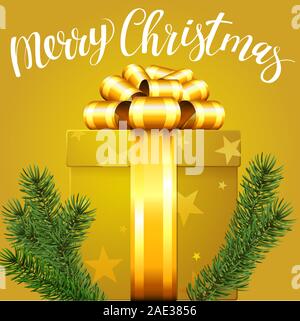Natale bift scatola con nastro dorato Illustrazione Vettoriale