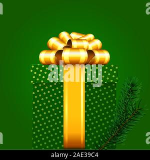 Natale bift scatola con nastro dorato Illustrazione Vettoriale