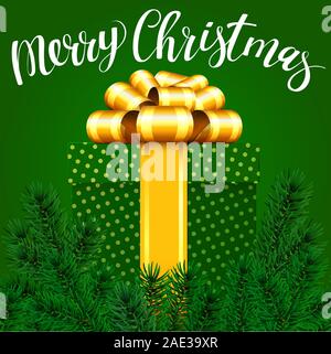 Natale bift scatola con nastro dorato Illustrazione Vettoriale