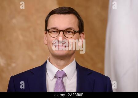 Riga, Lettonia. 06 Dic, 2019. Mateusz Morawiecki , primo ministro della Polonia. Durante la riunione con Krisjanis KARINS ha, Primo Ministro della Lettonia. Gabinetto dei Ministri, Riga. Credito: Gints Ivuskans/Alamy Live News Foto Stock