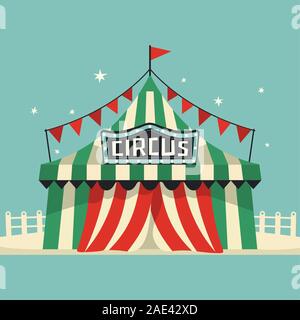 Circus performance tenda cute flat vettore icona Illustrazione Vettoriale