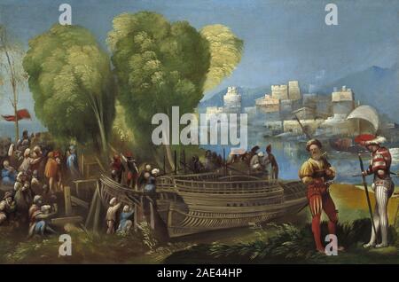 Enea e Acate sulla costa libica; circa 1520 data Dosso Dossi, Enea e Acate sulla costa libica, c 1520 Foto Stock