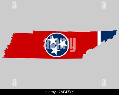 Tennessee Bandiera Mappa illustrazione vettoriale EPS 10. Illustrazione Vettoriale